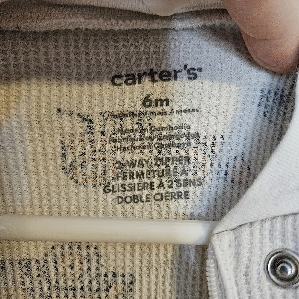 Carter's Baby Car 2-Way Zip Waffle Knit Sleep & Play Pajamas Ivory Vehicles